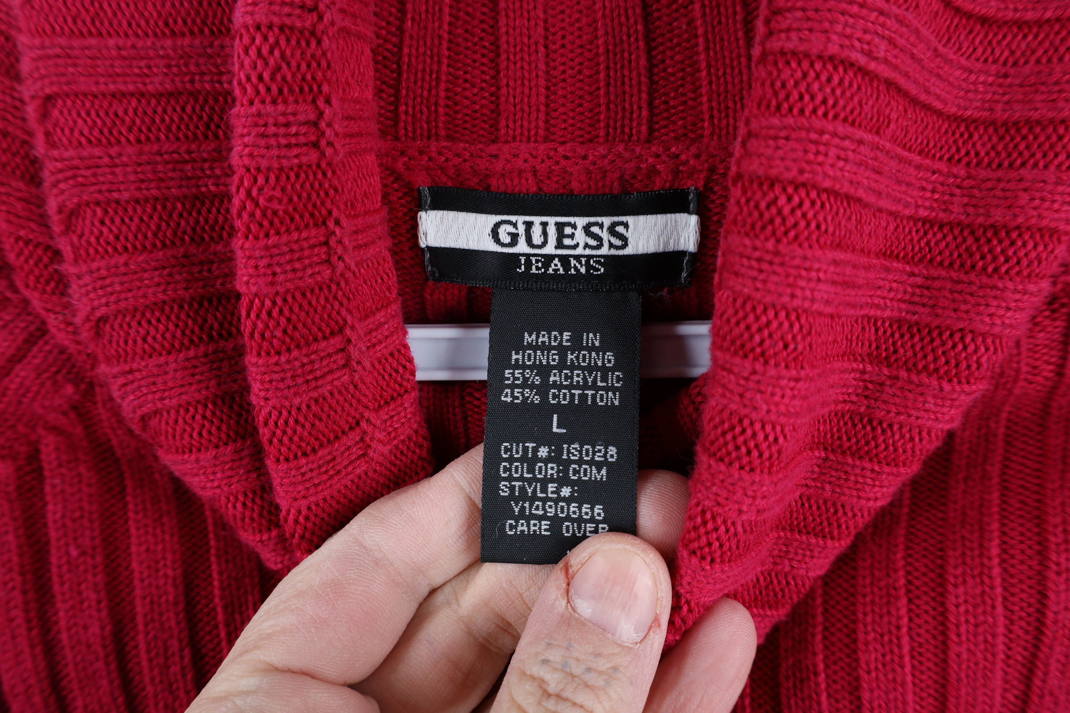 Guess × Vintage Vintage 90s Y2K Guess Cropped Ribbed Knit Turtleneck Sweater Size L / US 10 / IT 46 - 7 Thumbnail