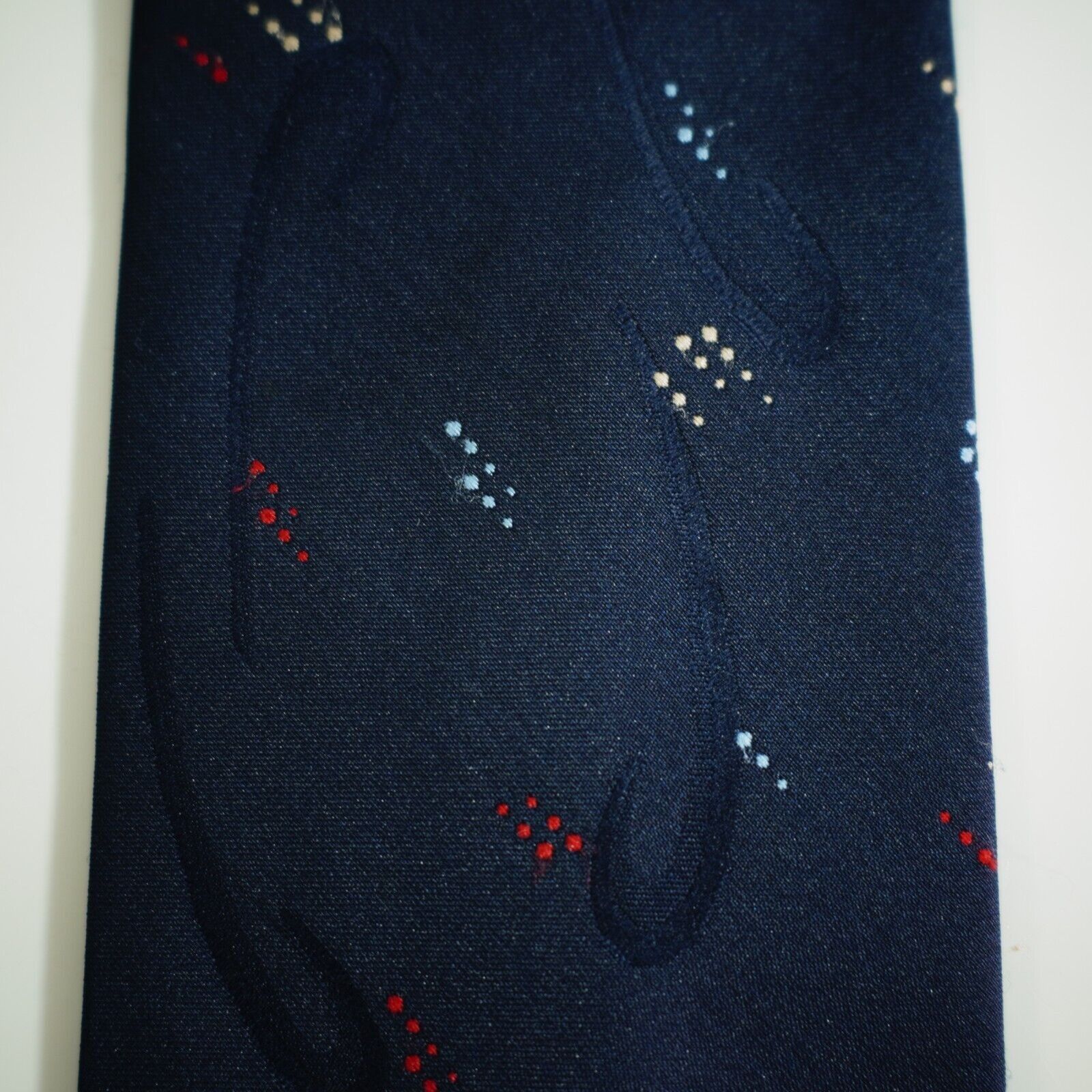 Designer Paco Rabanne Paris Blue Abstract Jacquard Print Short Silk T Size ONE SIZE - 2 Thumbnail