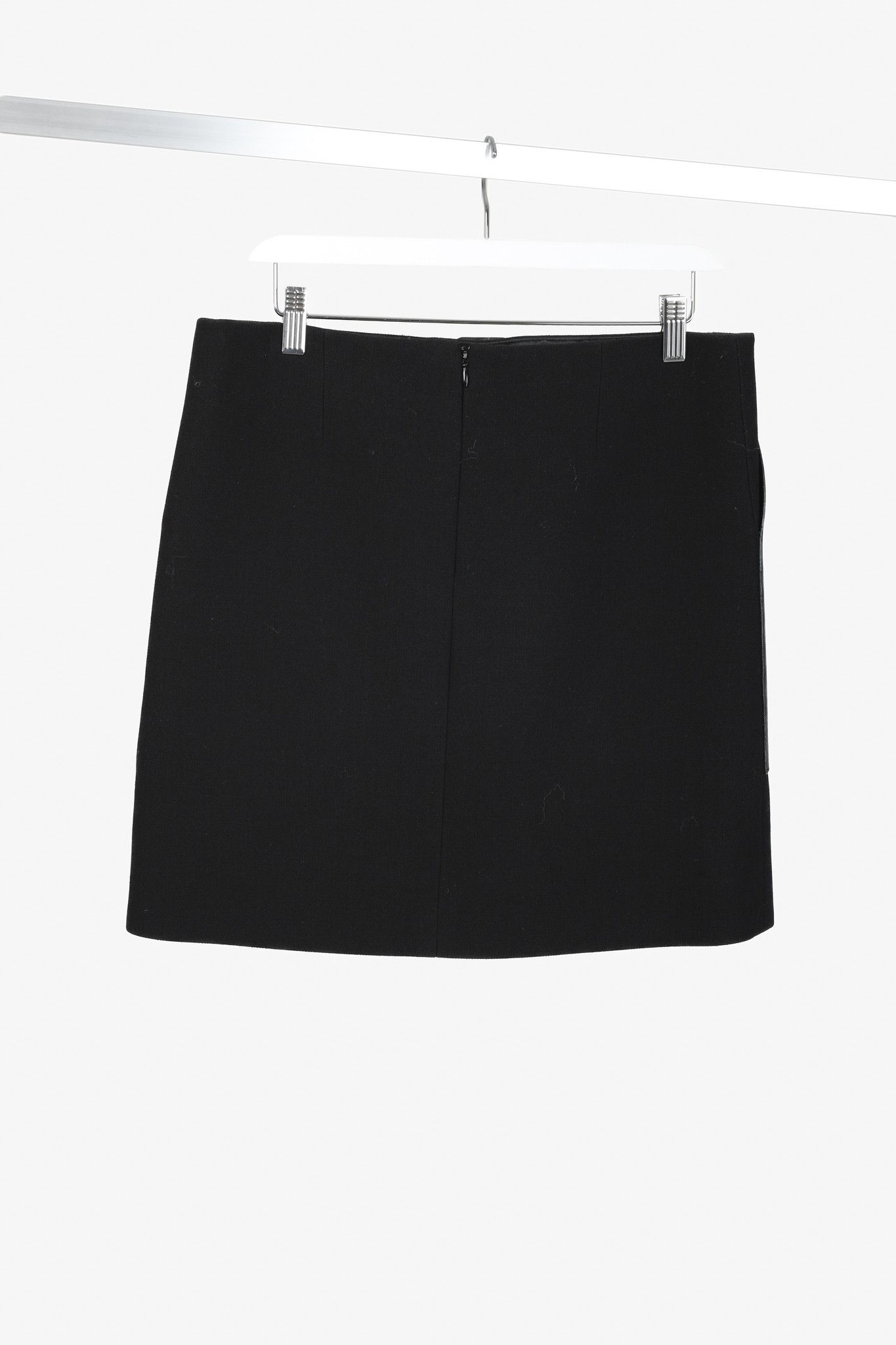 Celine Celine Black Wool and Lambskin Belted Skirt Size 31" - 2 Thumbnail