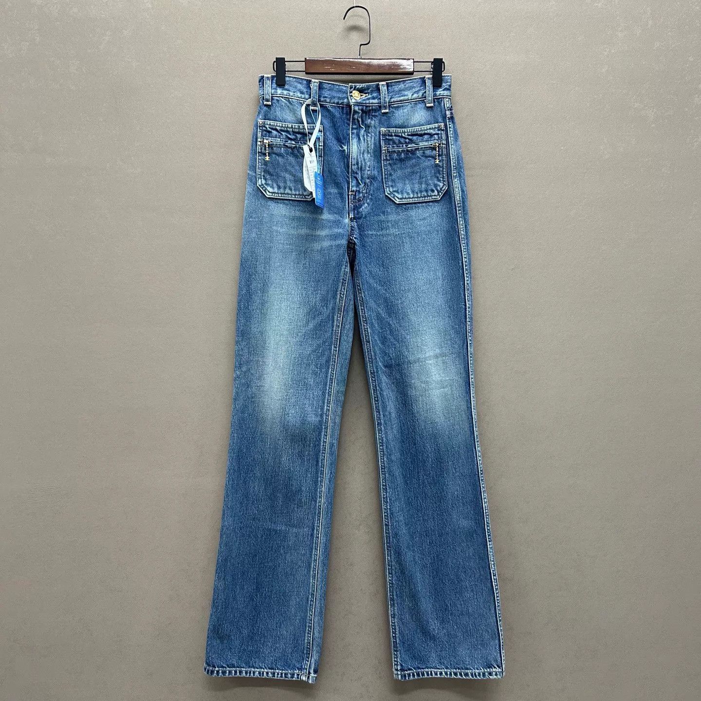 Celine Celine mid-waist blue washed cotton logo chain jeans 28 Size 28" / US 6 / IT 42 - 1 Thumbnail