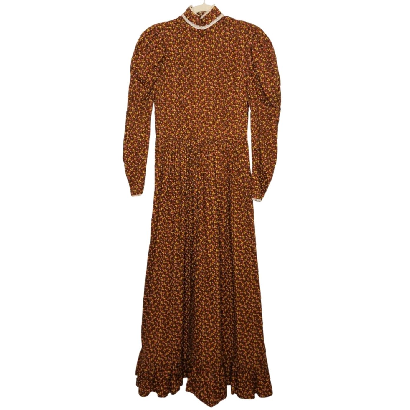 Vintage VINTAGE Handmade 70s Dress Prairie Renaissance Peasant Lace Flowers Groovy Size S / US 4 / IT 40 - 2 Thumbnail