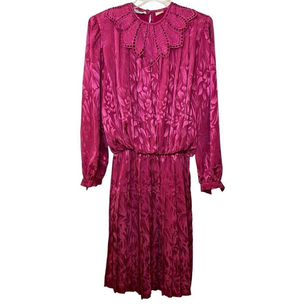 Vintage Vtg 90s In The Mood Blouson Pleated Secretary Dress Sz M/L Size M / US 6-8 / IT 42-44 - 2 Thumbnail