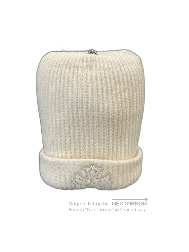 Chrome Hearts Chrome Hearts white wool beanie with cross silver jewelry a Size ONE SIZE - 1 Thumbnail