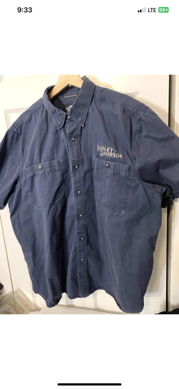 Harley Davidson Harley Davidson mens sz 2XL gray blue mechanic shirt shop Size US XXL / EU 58 / 5 - 6 Thumbnail