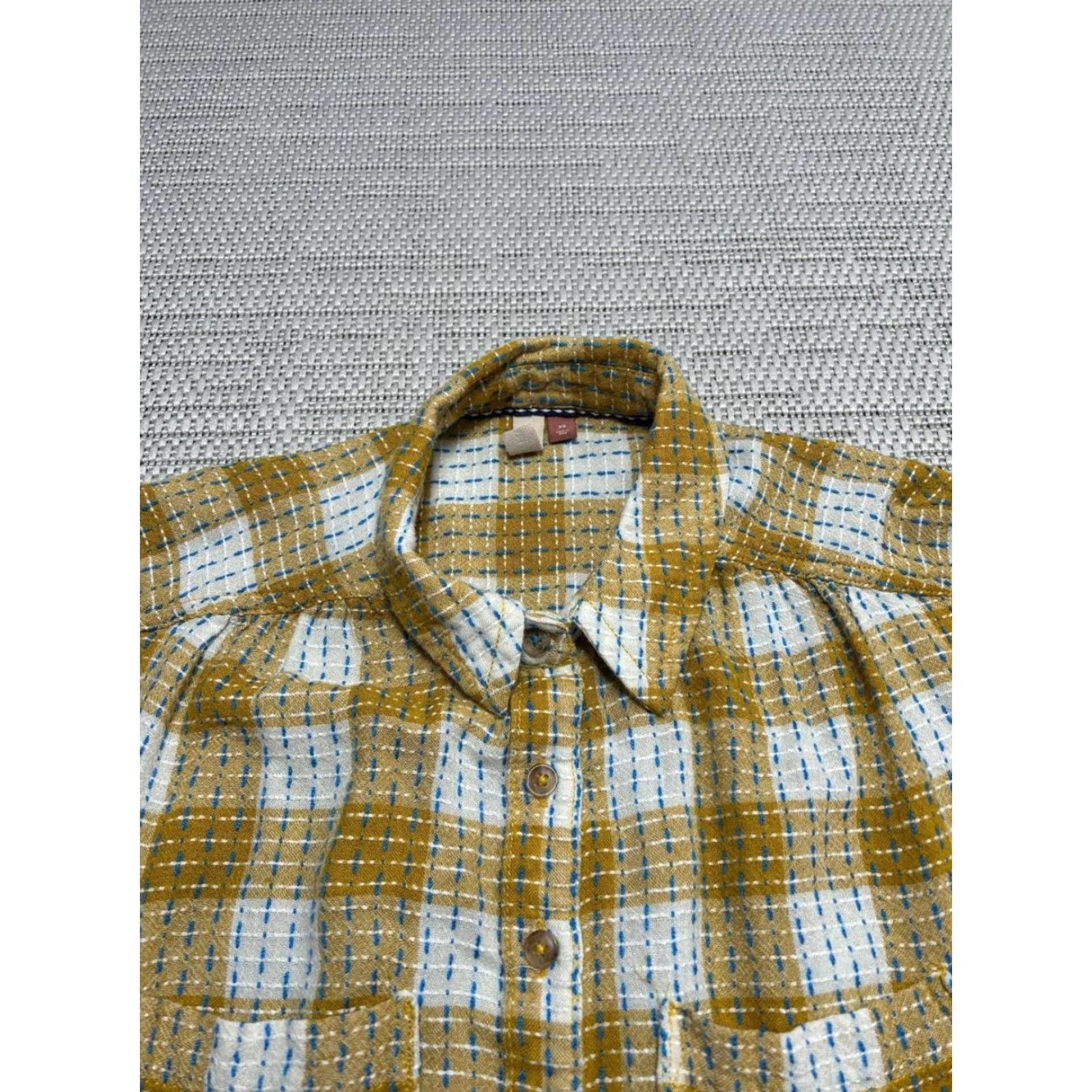 Anthropologie Anthropologie Pilcro Shirt Womens XS Plaid Mustard Yellow Wool Viscose Casual Oversized Size XS / US 0-2 / IT 36-38 - 3 Thumbnail