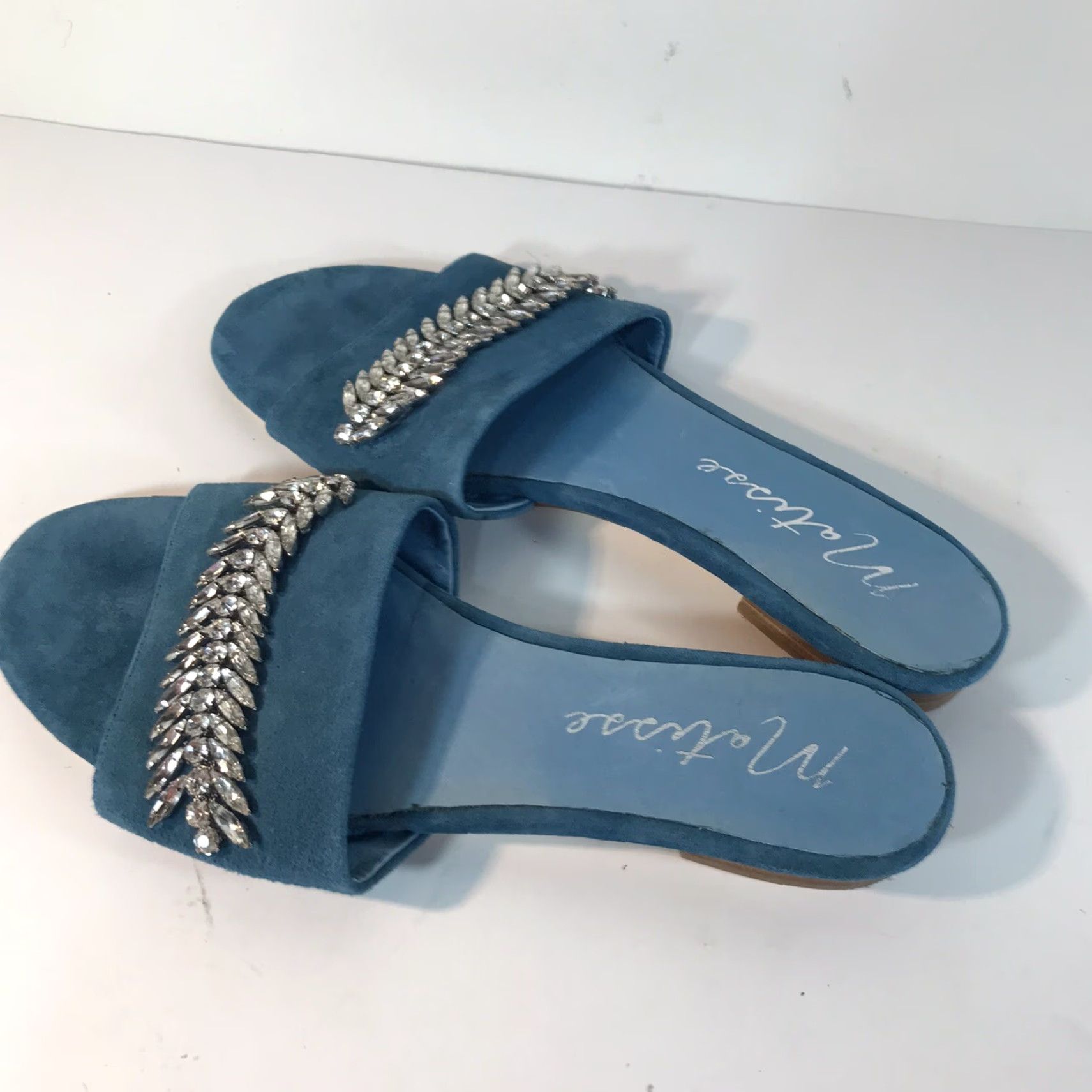 Matisse VINTAGE Matisse Women’s Flats Slide Size 8M Suede Blue Rhinestones Casual Dress Sandal Size US 8 / IT 38 - 2 Thumbnail
