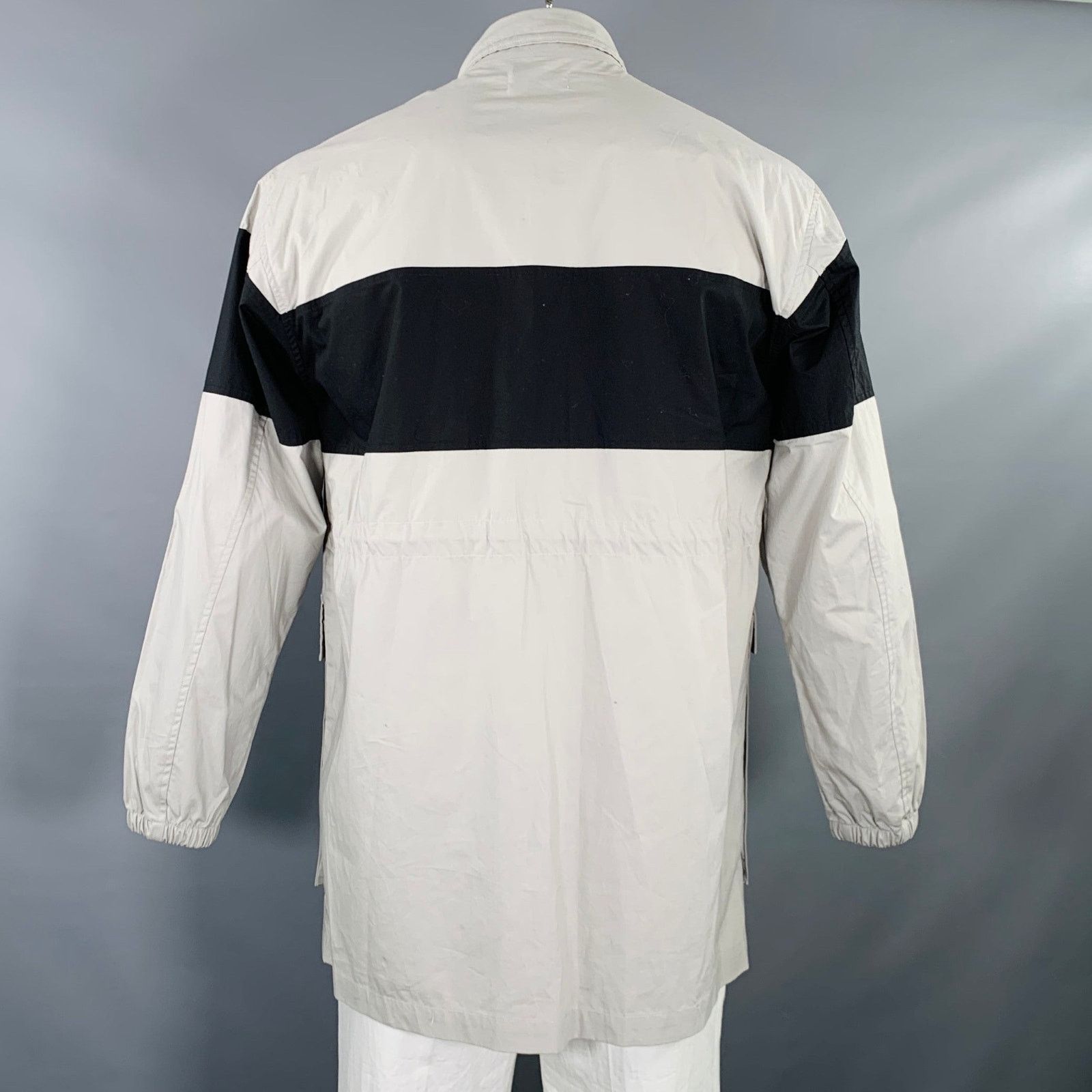 John Elliott JOHN ELLIOTT L Grey Black Stripe Cotton Windbreaker Jacket Size US L / EU 52-54 / 3 - 3 Thumbnail