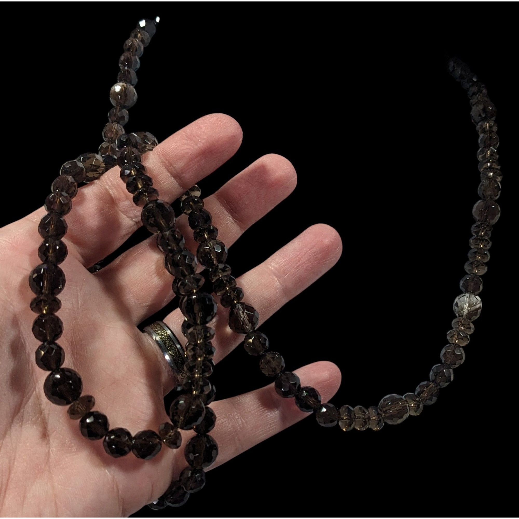 Other Vintage Glam Brown Faceted Crystal Glass Beaded Necklace Size ONE SIZE - 4 Thumbnail