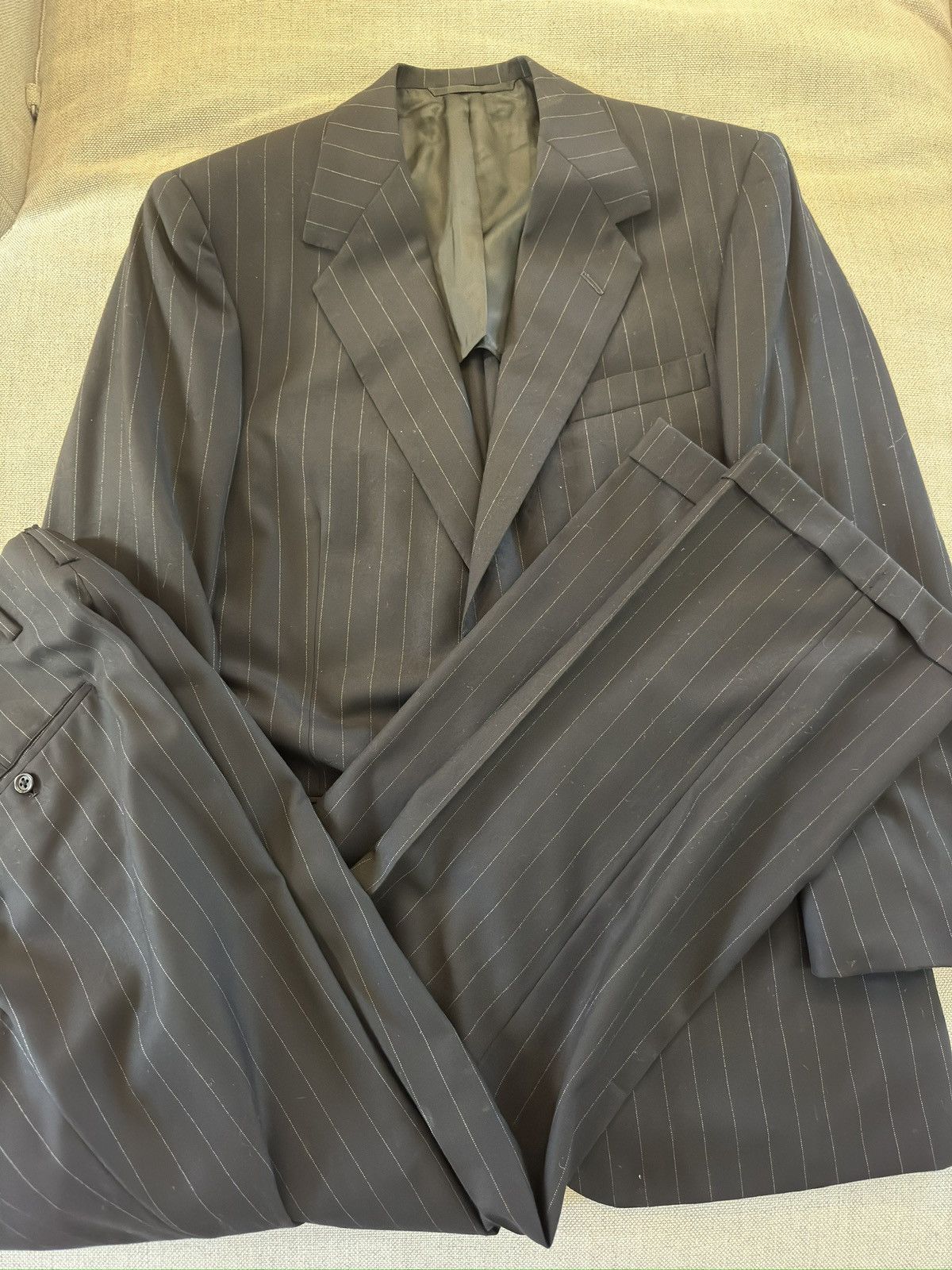 Oxxford Clothes OXXFORD CLOTHES Black Pinstripe Wool Suit Size 42T $4295 Size 42L - 9 Thumbnail