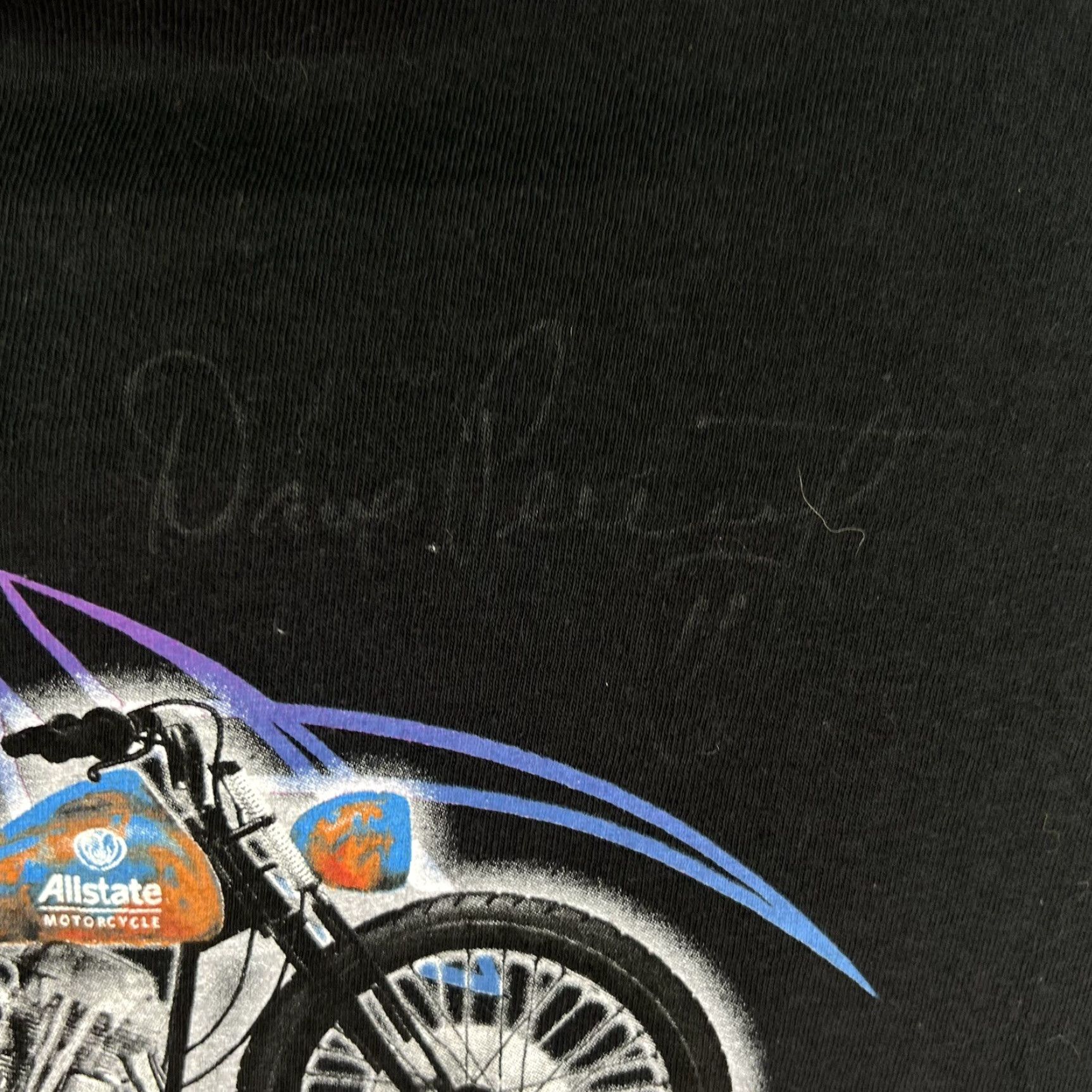 Gildan Dave Perewitz Autographed Graphic T-Shirt Motorcycles Allstate Design Sz XL Black Biker Mens Size US XL / EU 56 / 4 - 3 Thumbnail