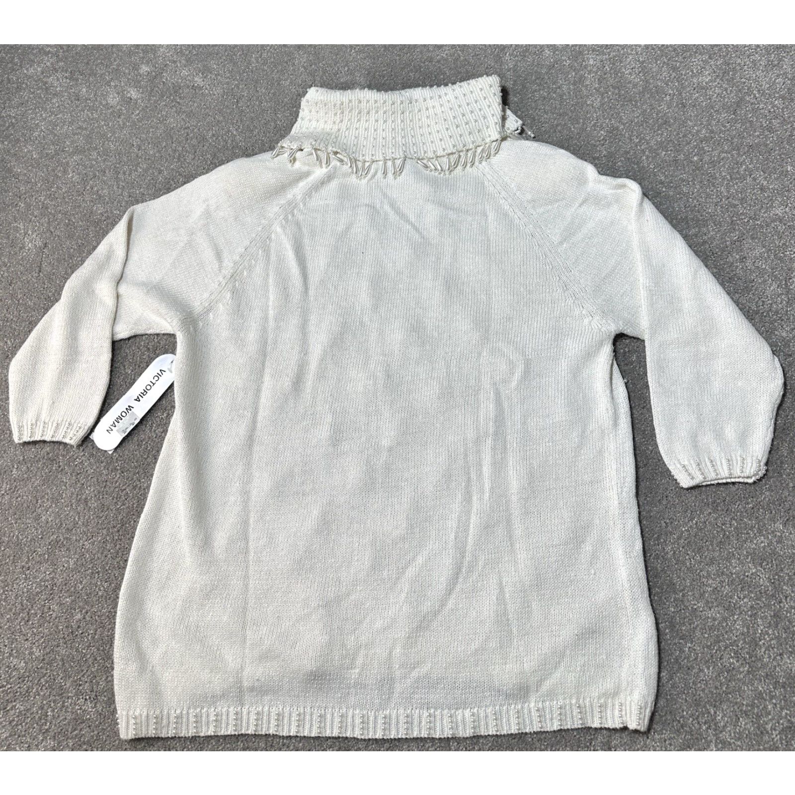 Vintage VINTAGE Pearl Sweater Womens Plus 1X 80s BoHo Christmas Winter Turtleneck Beaded Pullover Women’s 80s Holiday Party/Cocktail Workwear Size XL / US 12-14 / IT 48-50 - 2 Thumbnail