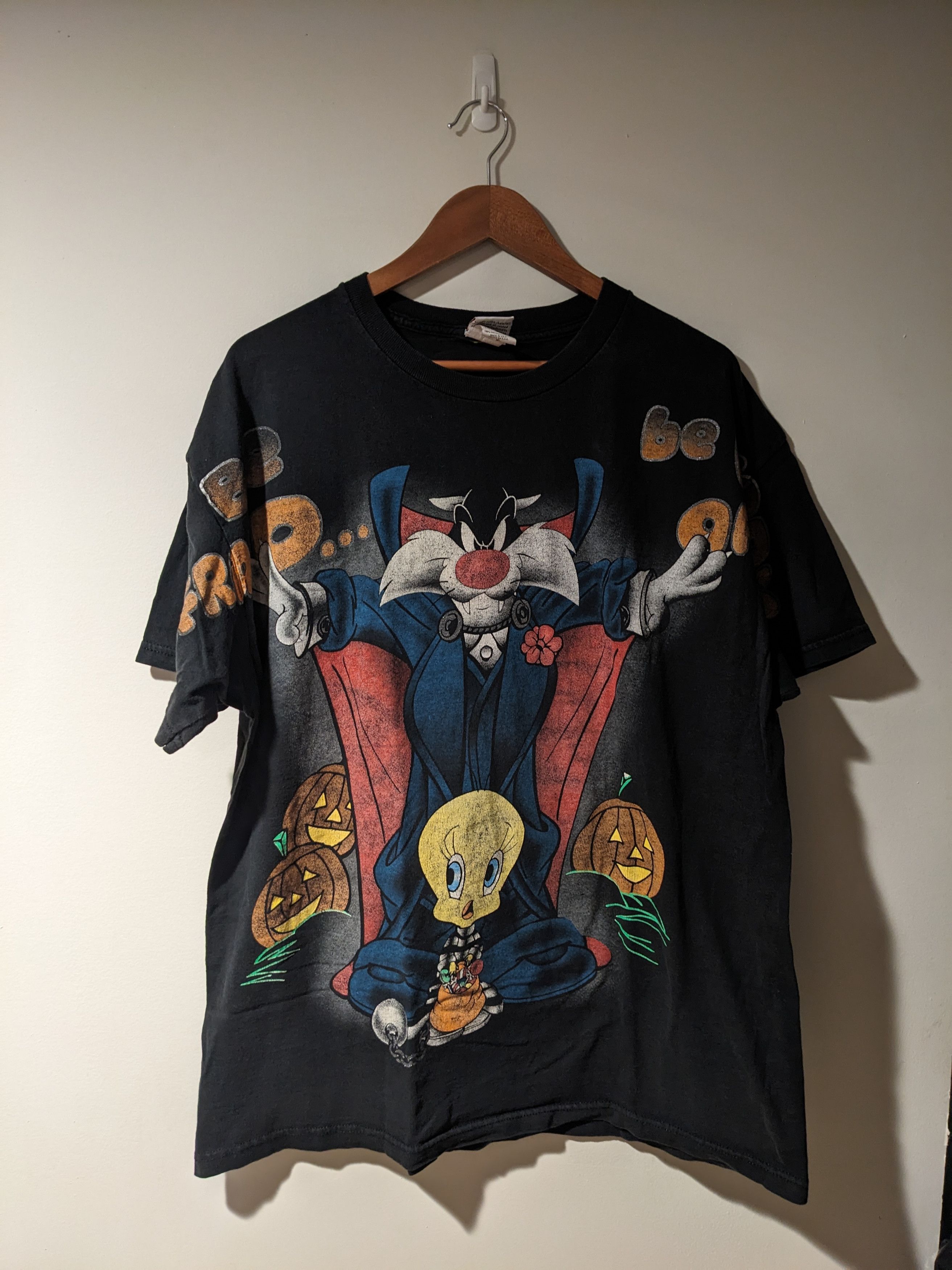 Cartoon Network × Vintage Vintage 90s Looney Tunes Sylvester Tweety Halloween T-Shirt Size US XL / EU 56 / 4 - 1 Thumbnail