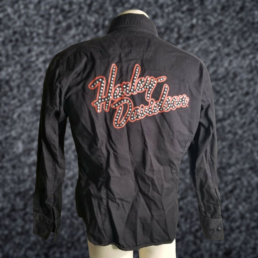 Harley Davidson Harley-Davidson Women's Button Down Long Sleeve Shirt Blouse Size L Black Regular Fit Size L / US 10 / IT 46 - 1 Thumbnail