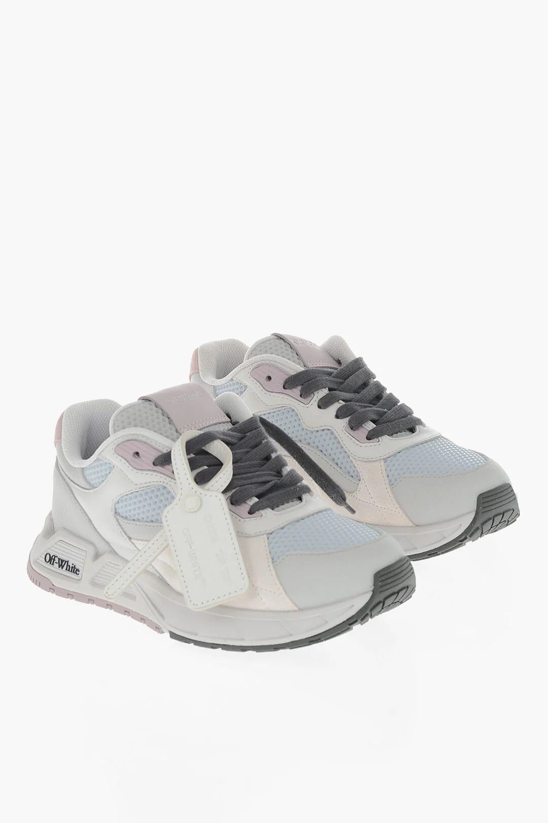 Off-White og1mm0426 Leather Low-Top Sneakers in White & Grey Size US 7 / IT 37 - 3 Thumbnail