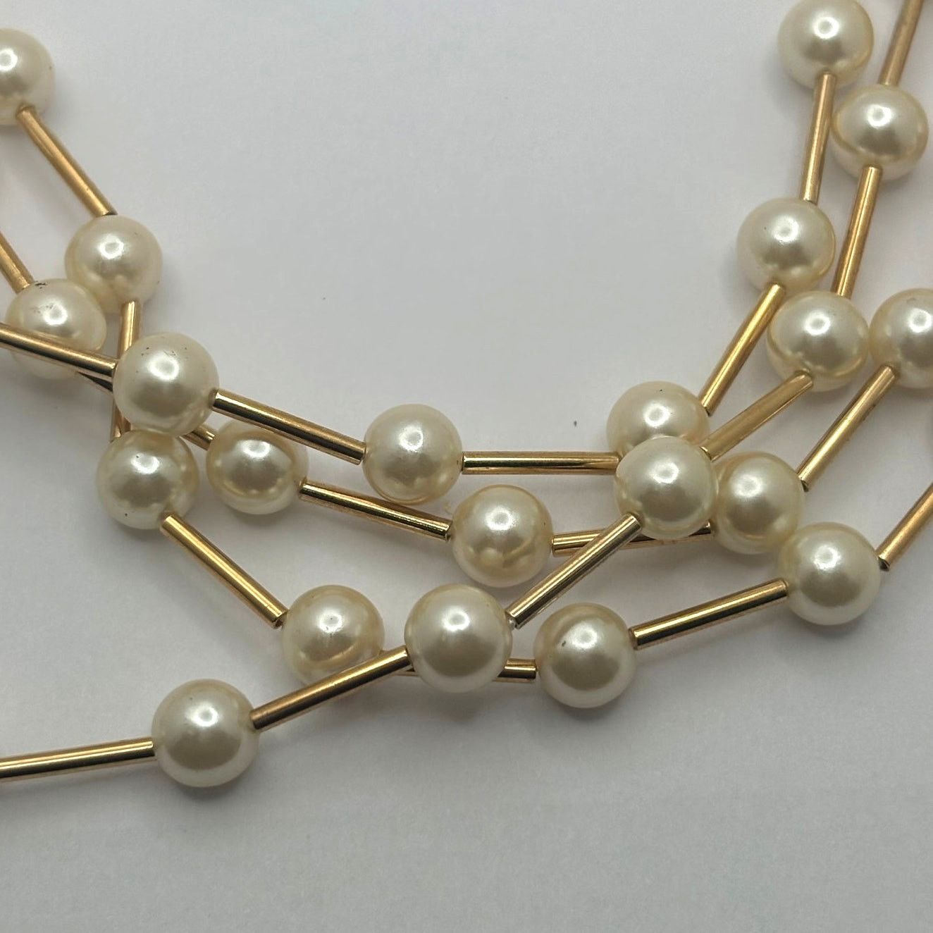 Other Vintage Silver & Cream Pearl Necklace Size ONE SIZE - 2 Thumbnail