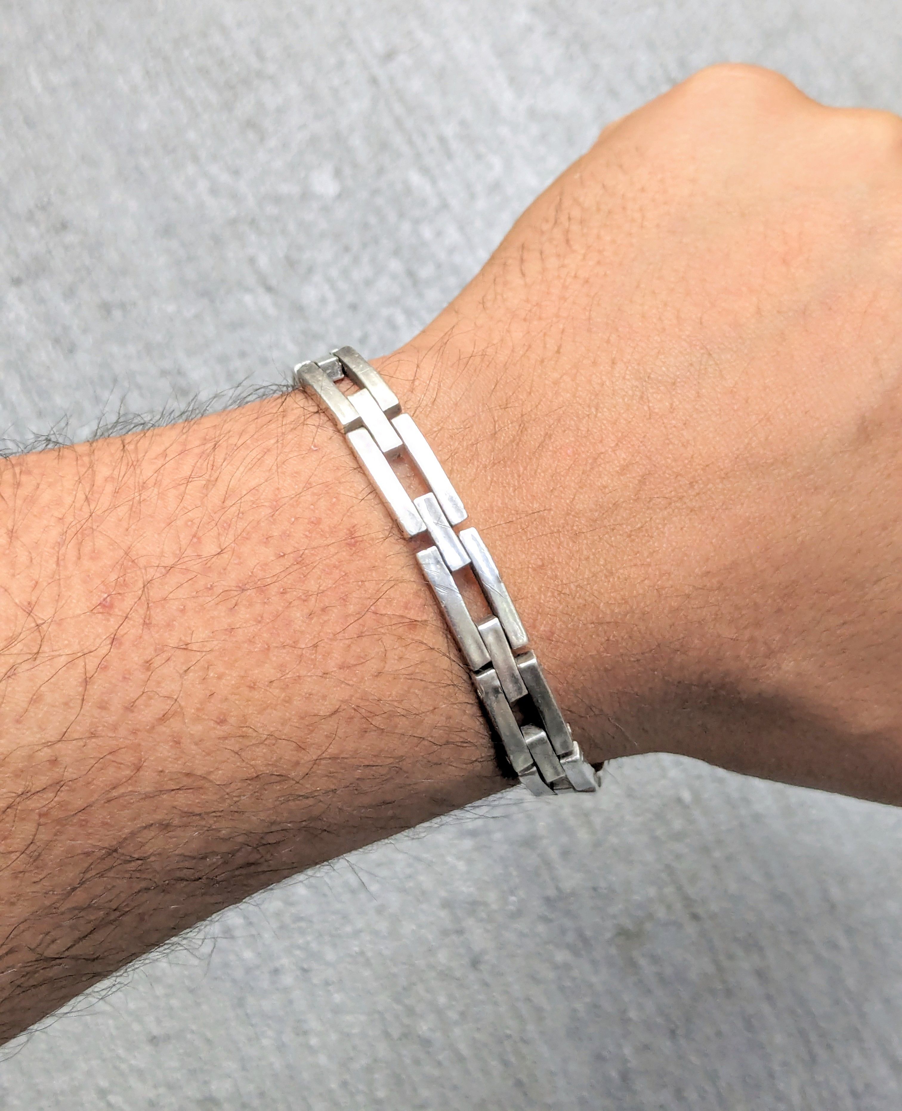 Jewelry Vintage Sterling Silver Bracelet Link Chain 8" Biker Punk Size ONE SIZE - 16 Thumbnail