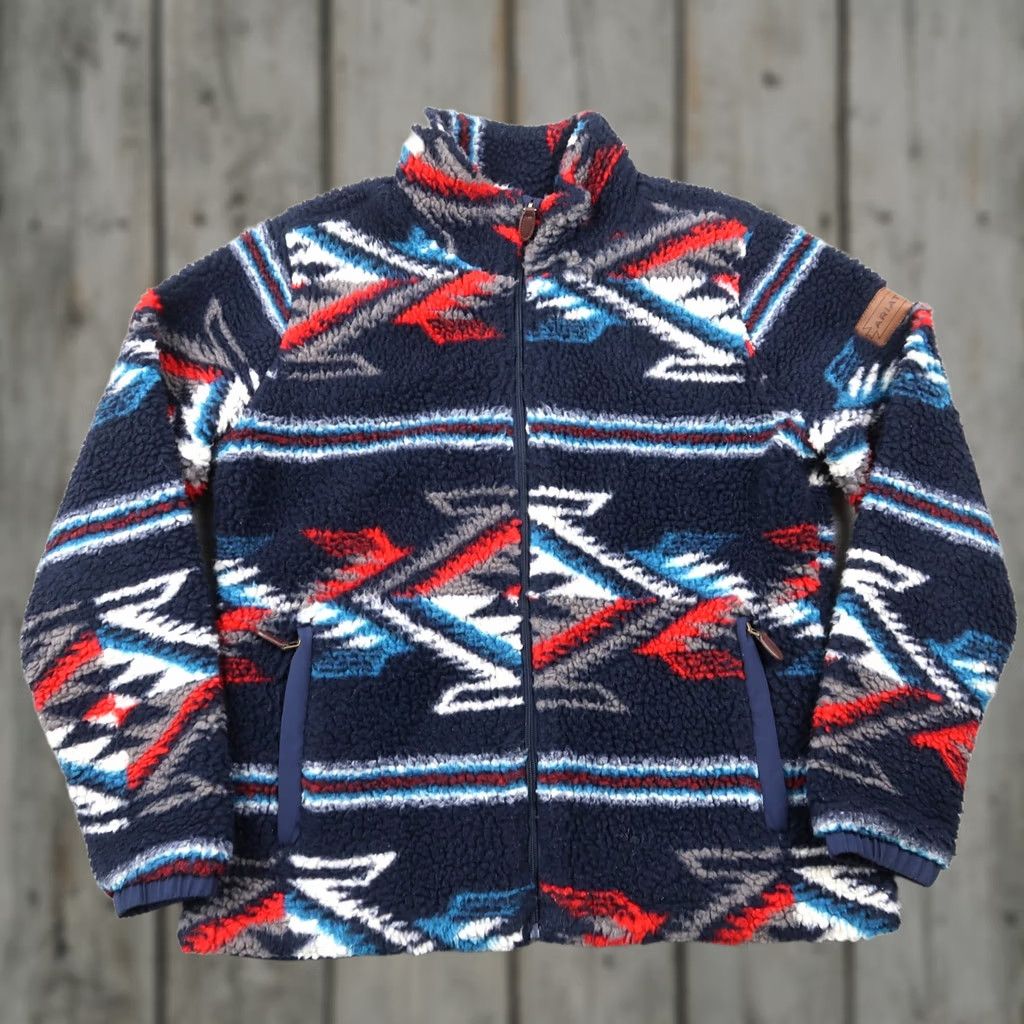 Ariat Ariat Jacket Aztec Blue Full Zip Long Sleeve Regular Size M Women’s Medium/Fleece Jacket/Aztec Pattern/Fleece/Blue/Garment Care: Machine Washable Size S / US 4 / IT 40 - 1 Thumbnail