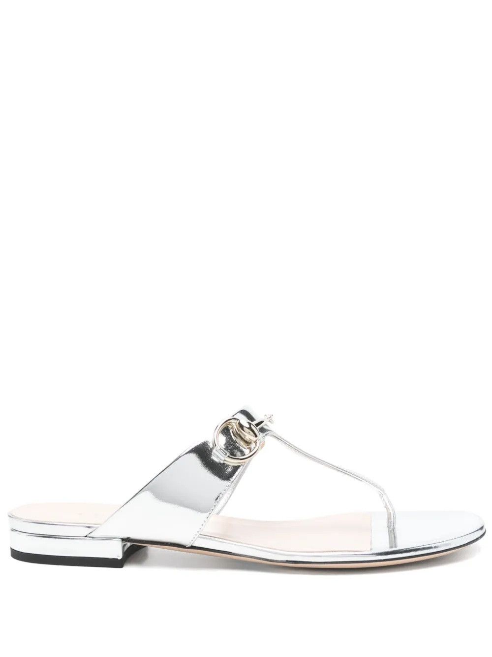 o1loc1c0226 816590 Thong Leather Sandals in Silver