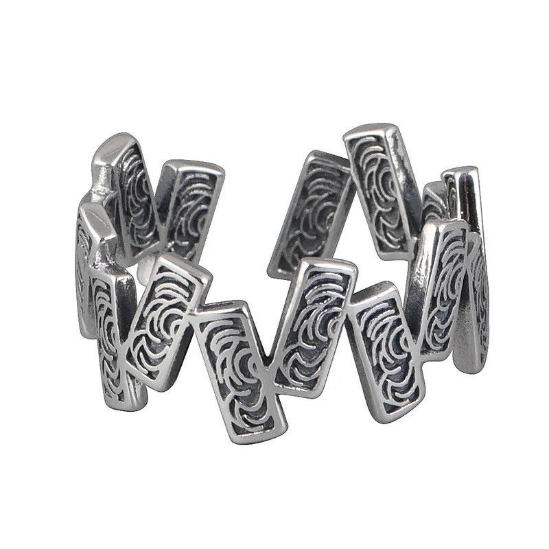 Jewelry 925 Sterling Silver Square Rune Adjustable Rings Size ONE SIZE - 5 Thumbnail