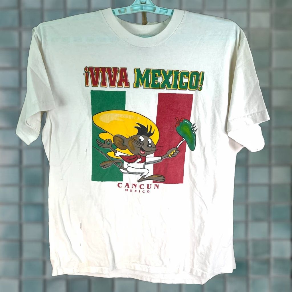 Vintage VINTAGE VIVA Cancun Mexico Speedy T Shirt Mens L White 90s Cartoon Beach Graphic Print Distressed Yaz Tag Size L Mens R y2020s? Size US L / EU 52-54 / 3 - 1 Thumbnail