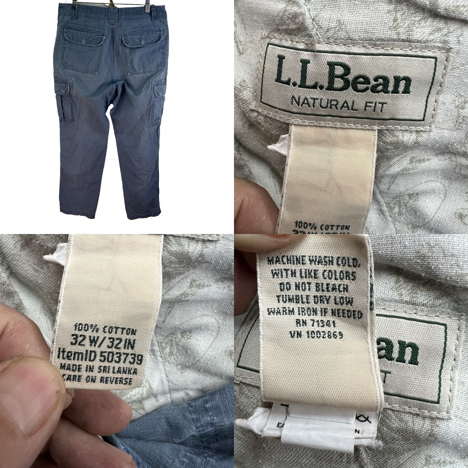 Vintage VINTAGE LL Bean Cargo Pants Mens Size 32 Regular Fit Blue 90s Nature Workwear Size US 32 / EU 48 - 8 Thumbnail