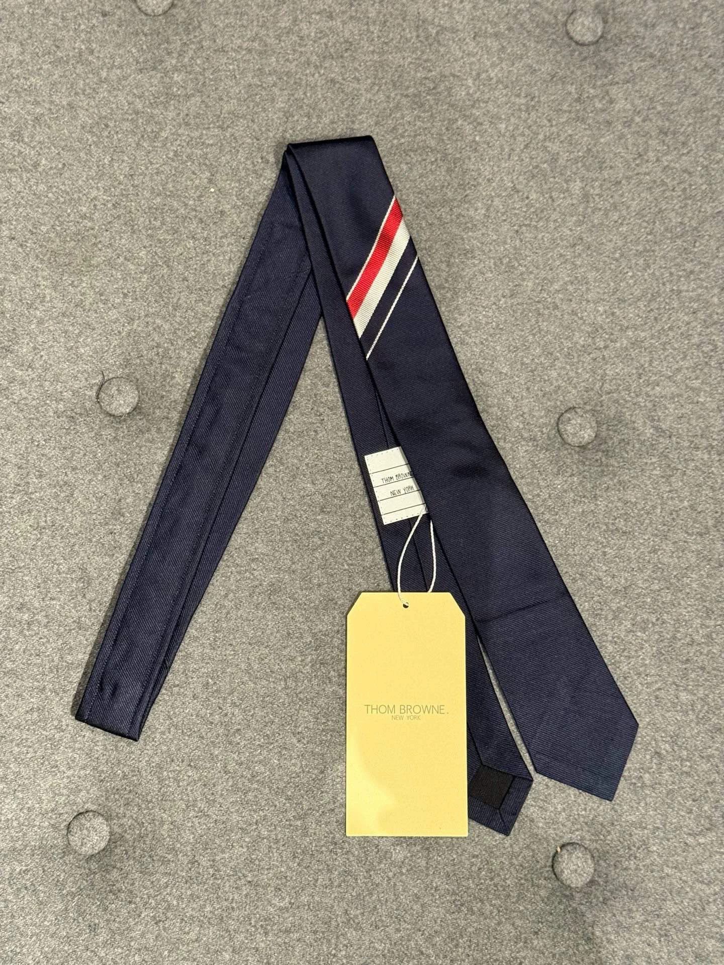Thom Browne Thom Browne Classic Tri-Color Logo Navy Blue Tie Size ONE SIZE - 2 Thumbnail