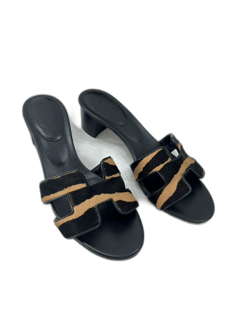Hermes Hermes Zebra Print High Heel Slides Size US 7 / IT 37 - 1 Thumbnail