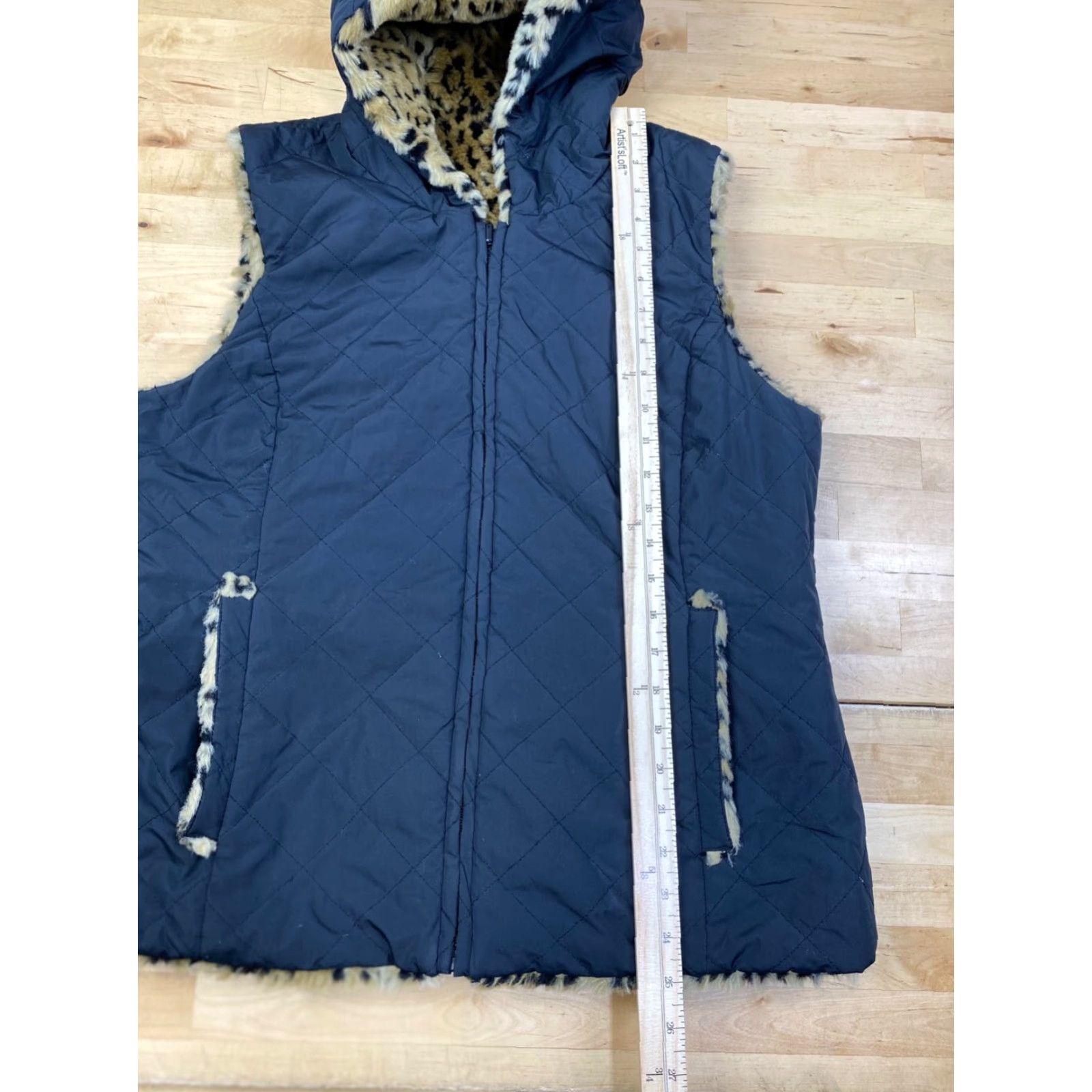 Vintage Kristen Blake Reversible Vest Womens M Faux Fur Cheetah Zip Hooded #9978 Size M / US 6-8 / IT 42-44 - 5 Thumbnail