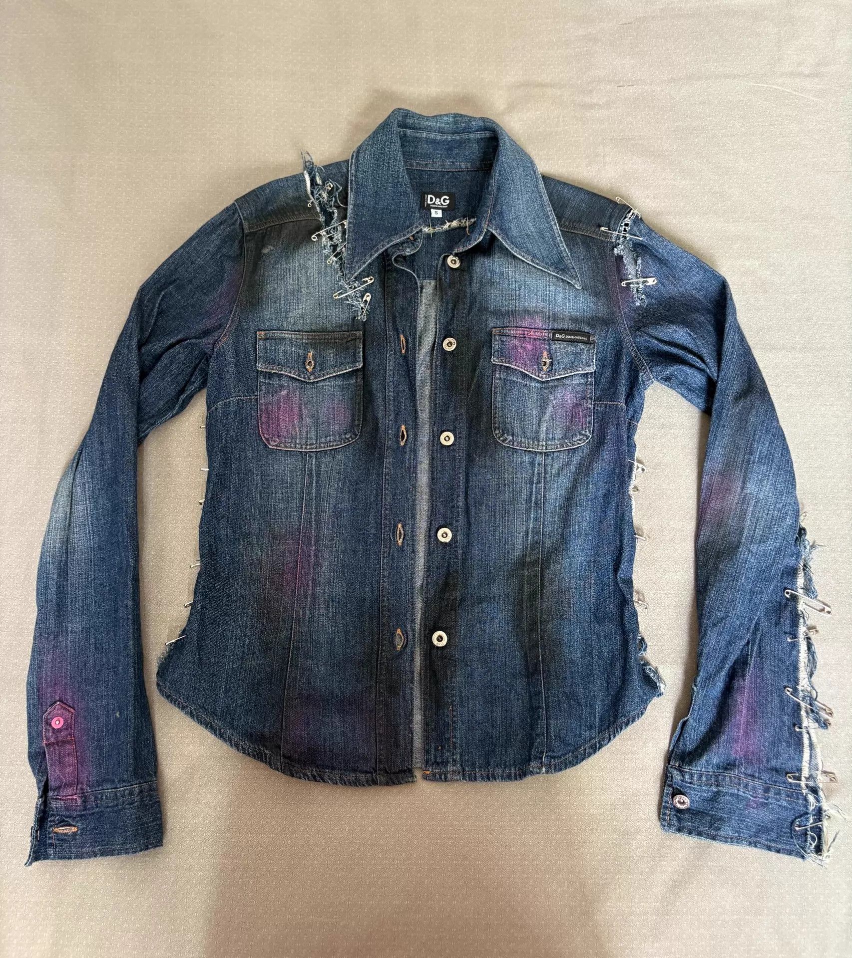 Dolce & Gabbana DOLCE & GABBANA Vintage Punk Pin Denim Shirt Jacket Size US S / EU 44-46 / 1 - 2 Thumbnail