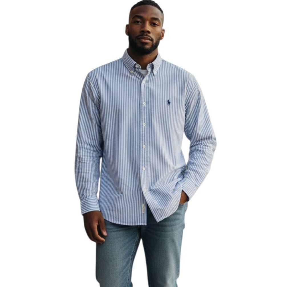 Ralph Lauren Ralph Lauren Mcmeel Button-down Blue Long-Sleeves Striped Size US L / EU 52-54 / 3 - 1 Thumbnail