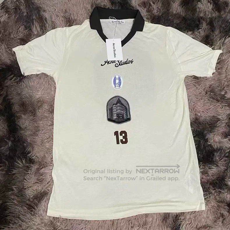 Acne Studios Acne Studios Ivory White Jersey Printed Short Sleeve T-Shi Size US XL / EU 56 / 4 - 1 Thumbnail