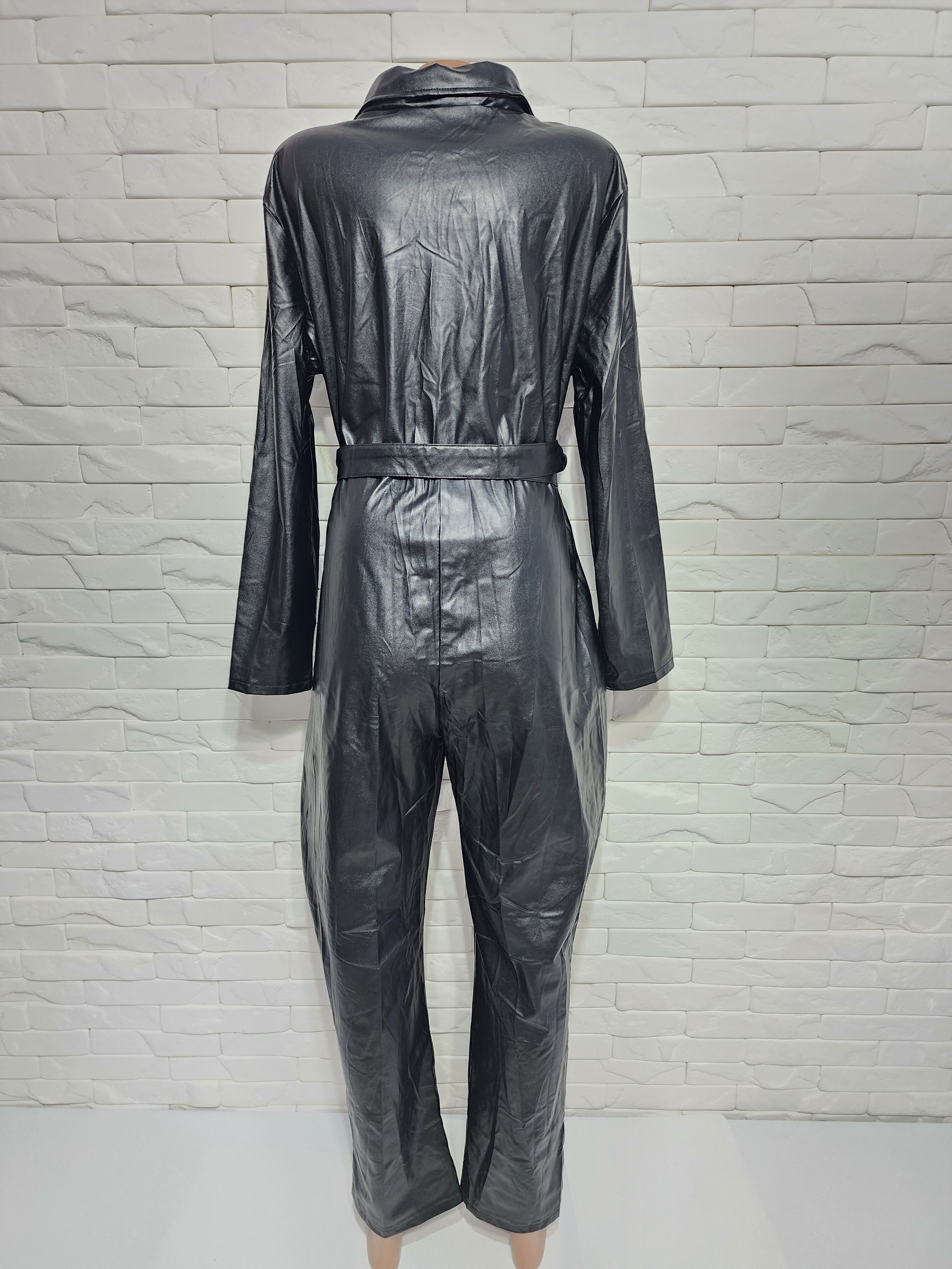 Other Women's black jumpsuit made of artificial leather. Size 40" / US 18 - 4 Thumbnail