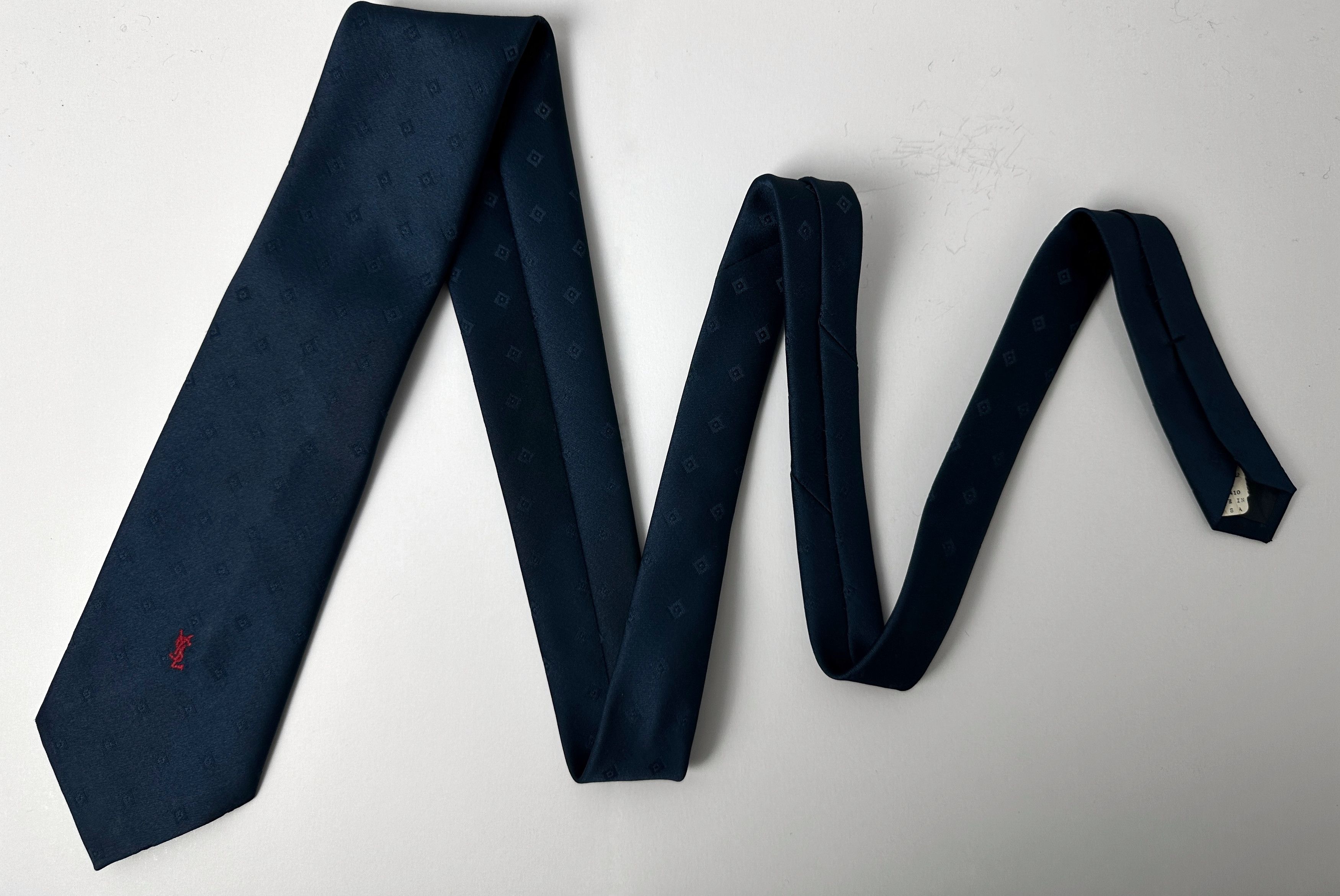 Pre-owned Saint Laurent Yves  Logo Tie In Blue