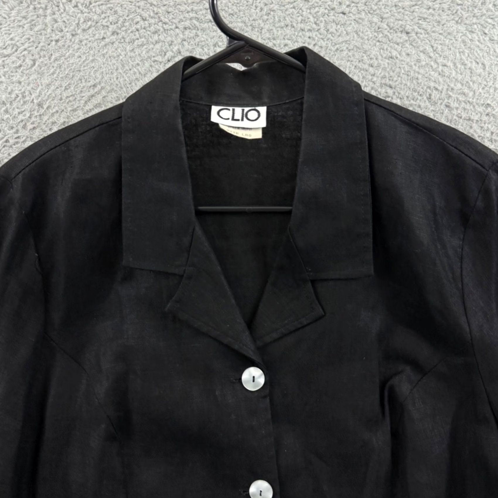 Vintage VINTAGE Clio Shirt Womens Large Black Linen Embroidered Button Boho Cottagecore Size M / US 6-8 / IT 42-44 - 3 Thumbnail