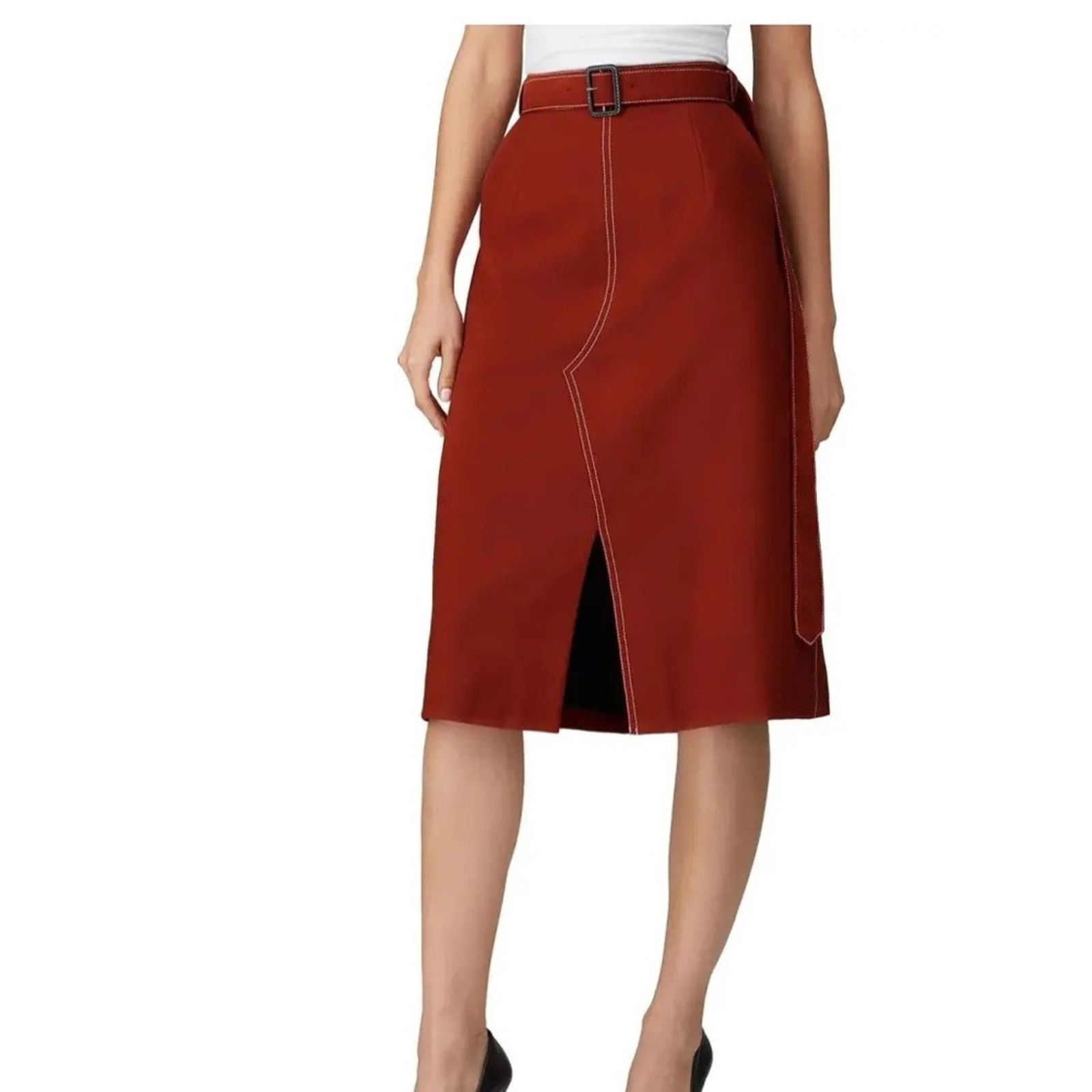 image of Marni Wool Mid Length Skirt In (Size 2) in Orange, Women's