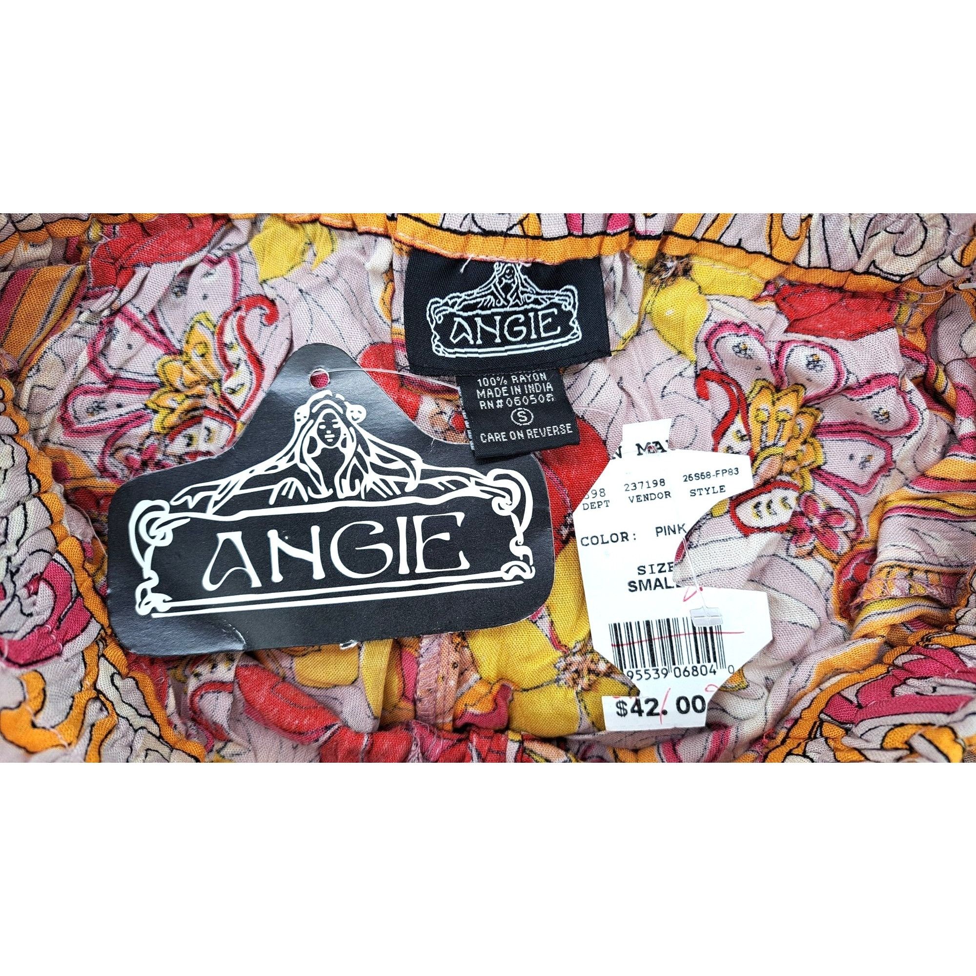 Other Angie Paper Bag Shorts Orange Women Small Retro Tie Belt Size 25" / US 0 / IT 36 - 3 Thumbnail