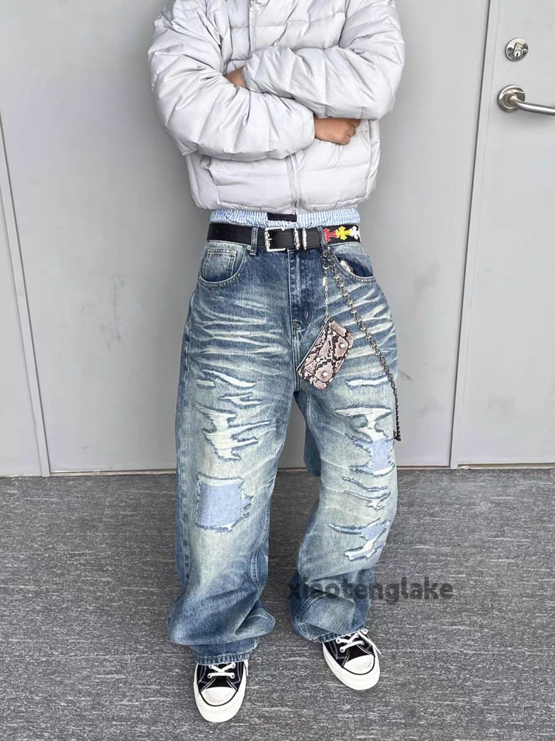 Jean xtl vintage distressed wide Leg loose hiphop y2k jeans Size US 32 / EU 48 - 4 Thumbnail