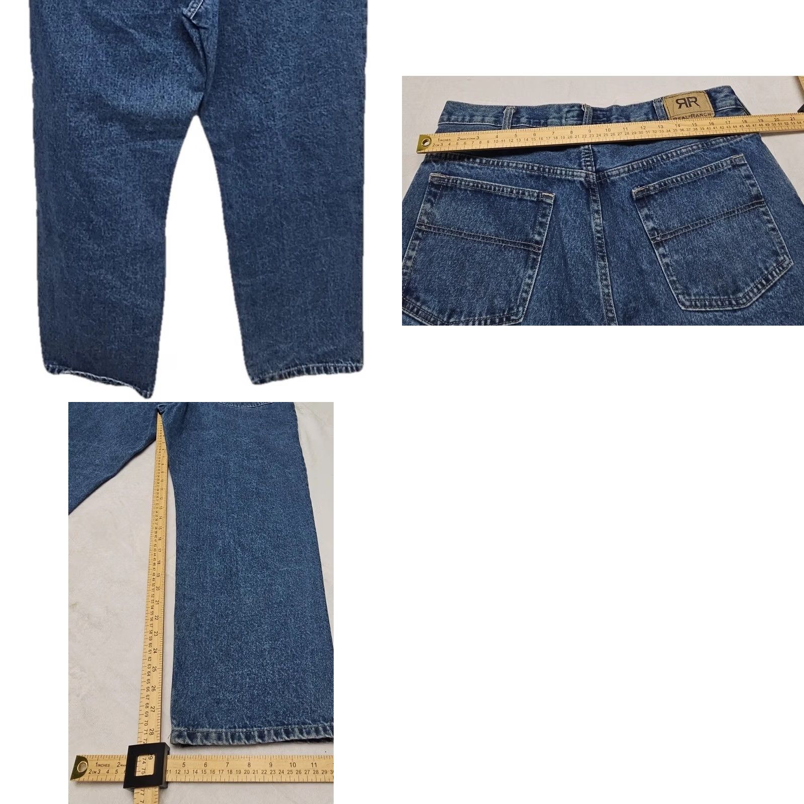 Denime Real Ranch Jeans Men’s 36x30 Regular Fit 100% Cotton Classic Blue Denim Straight Size US 36 / EU 52 - 8 Thumbnail