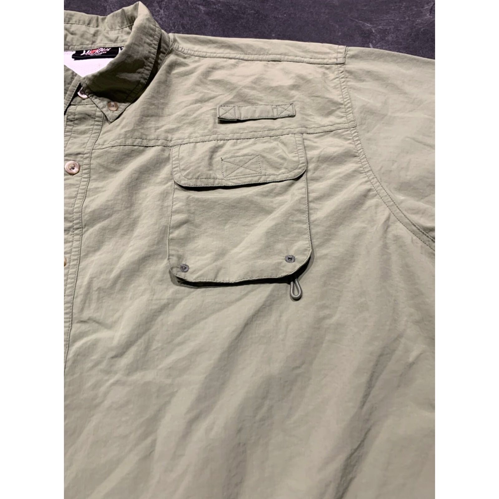 Vintage VICIOUS Button-Up Shirt Mens 2XL Green Short Sleeve Fishing Nylon Casual Pockets Size US XXL / EU 58 / 5 - 3 Thumbnail