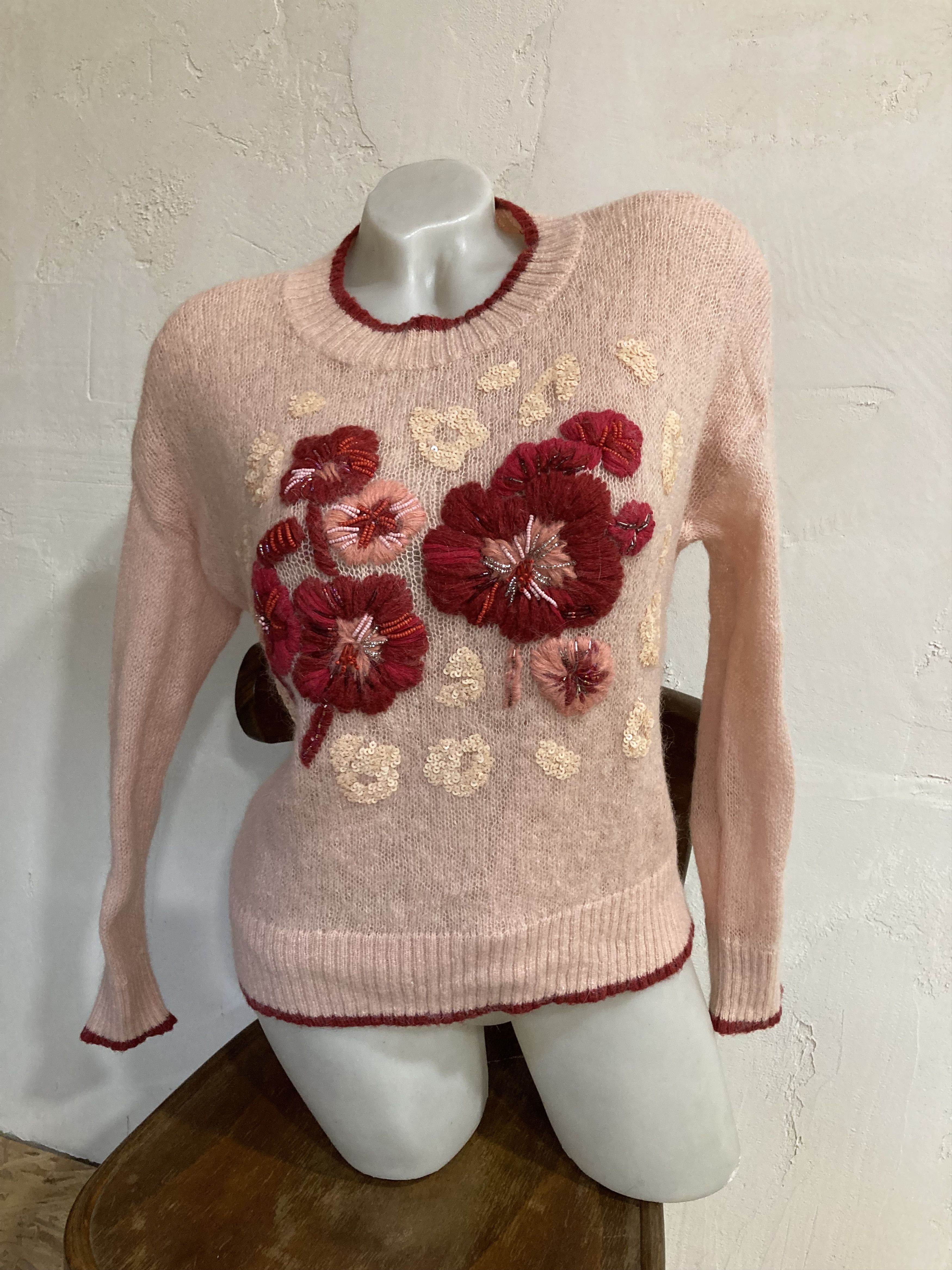 TWINSET Twinset Milano Floral embroidery pullover in peach color Size XS / US 0-2 / IT 36-38 - 2 Thumbnail