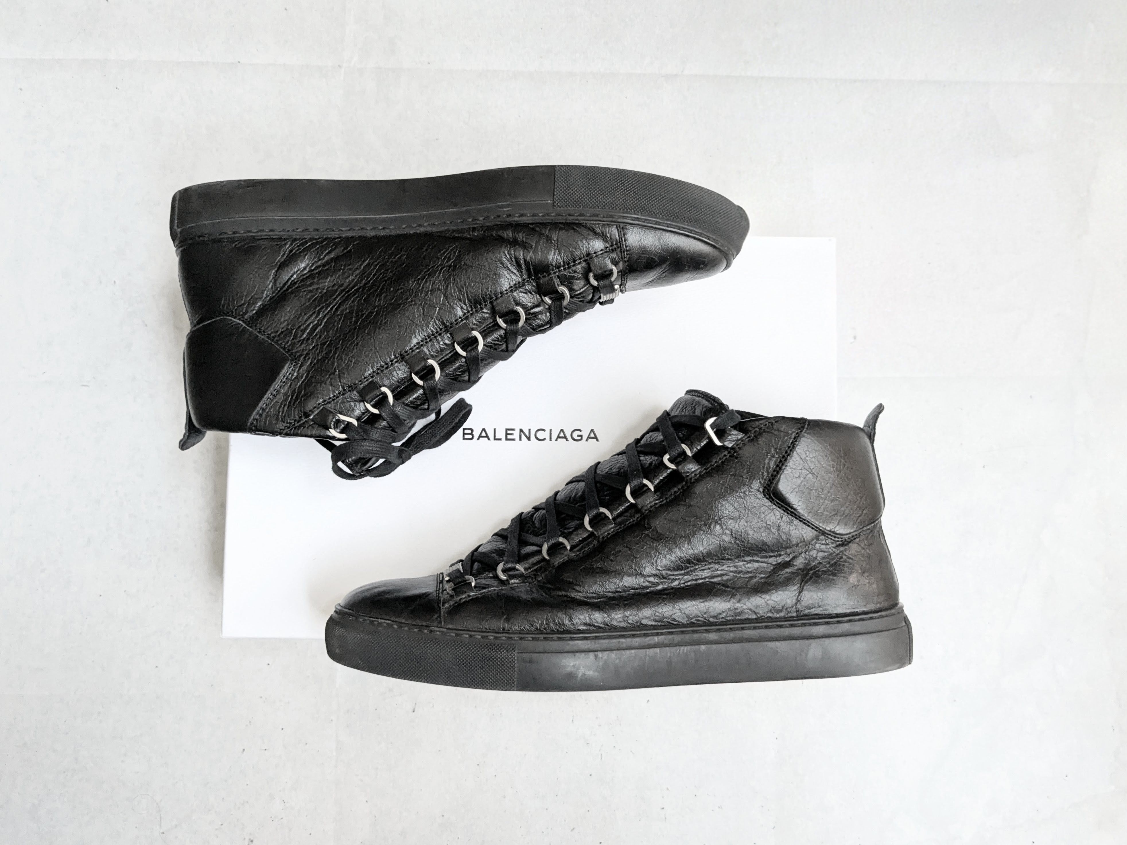 Balenciaga Arena Black High Tops Leather 12