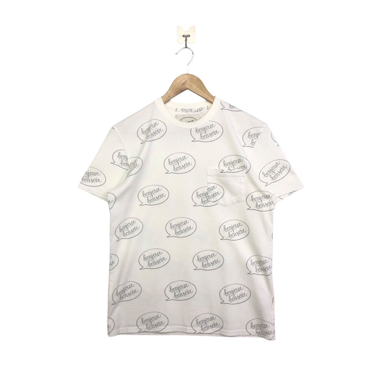 Japanese Brand Bonjour Bonsoir Fullprint Pocket Design Tshirt Size US S / EU 44-46 / 1 - 1 Thumbnail