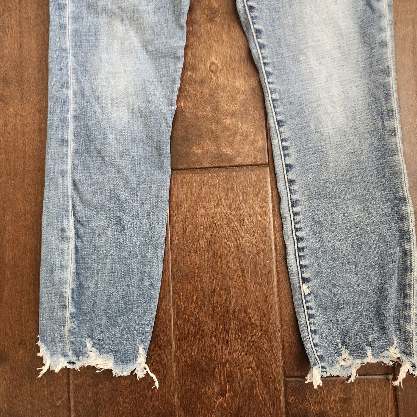 Abercrombie & Fitch Abercrombie & Fitch Jeans Womens 27 Slim Ankle Frayed Hem Blue Denim/Cotton Blend Zip Button Regular Size Type XS? Size 27" / US 4 / IT 40 - 3 Thumbnail
