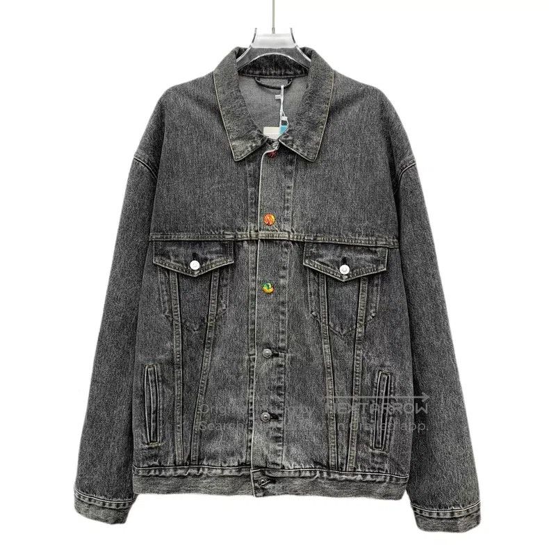 Balenciaga Balenciaga Grey Washed Letter Embroidered Cotton Collar Si Size US M / EU 48-50 / 2 - 1 Thumbnail