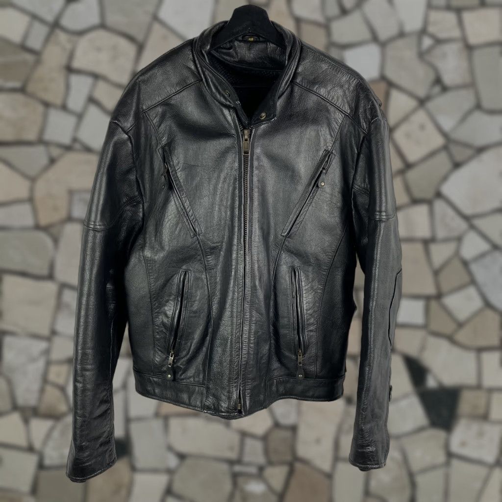 Vintage VINTAGE Hot Leathers Quality Heavy Leather Motorcycle Jacket 48 Size Black Mens Jacket Adult 48 Leather Motorcycle Jacket Size US M / EU 48-50 / 2 - 1 Thumbnail