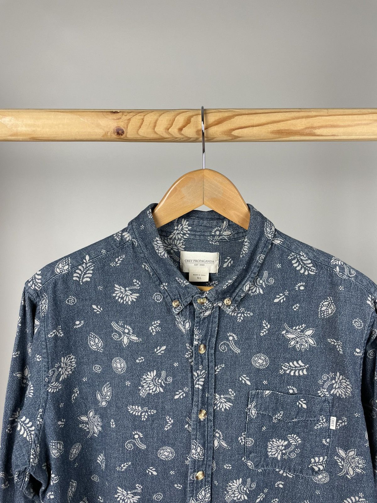 Obey × Vintage Obey propaganda denim bandanna shirt size xl Size US XL / EU 56 / 4 - 2 Thumbnail