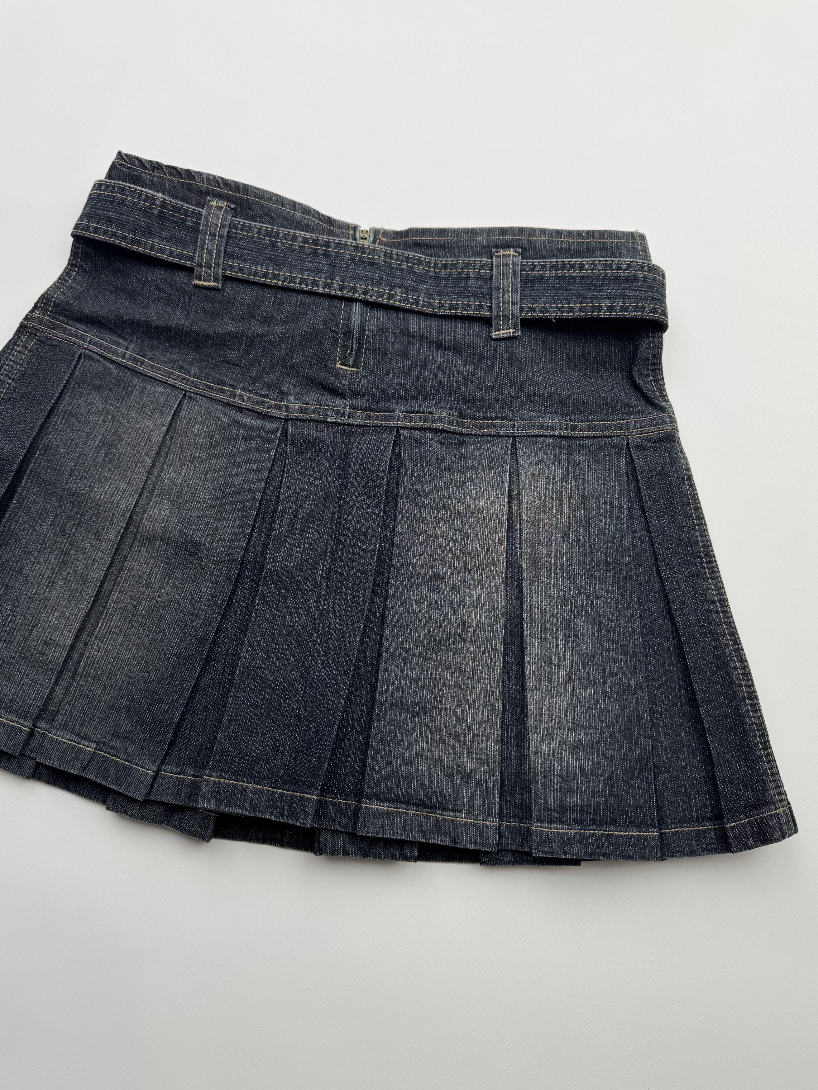 Japanese Brand Vintage Flare Faded Mini Skirt With Belt B192(V398)E2 Size 29" - 7 Thumbnail