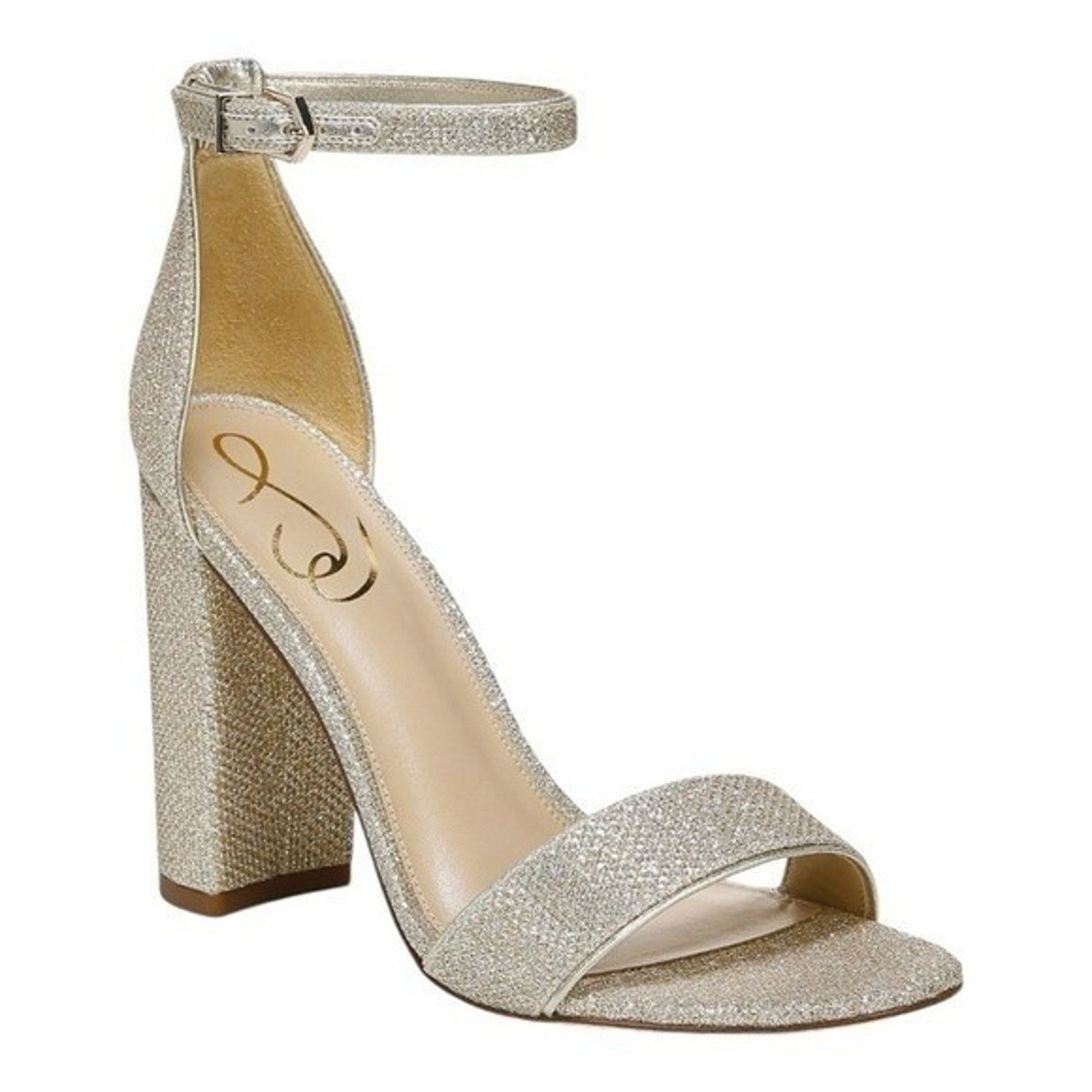 Sam Edelman Sam Edelman Gold Glitter Block Ankle Strap Heels Size 10.5M Size US 10.5 / IT 40.5 - 3 Thumbnail