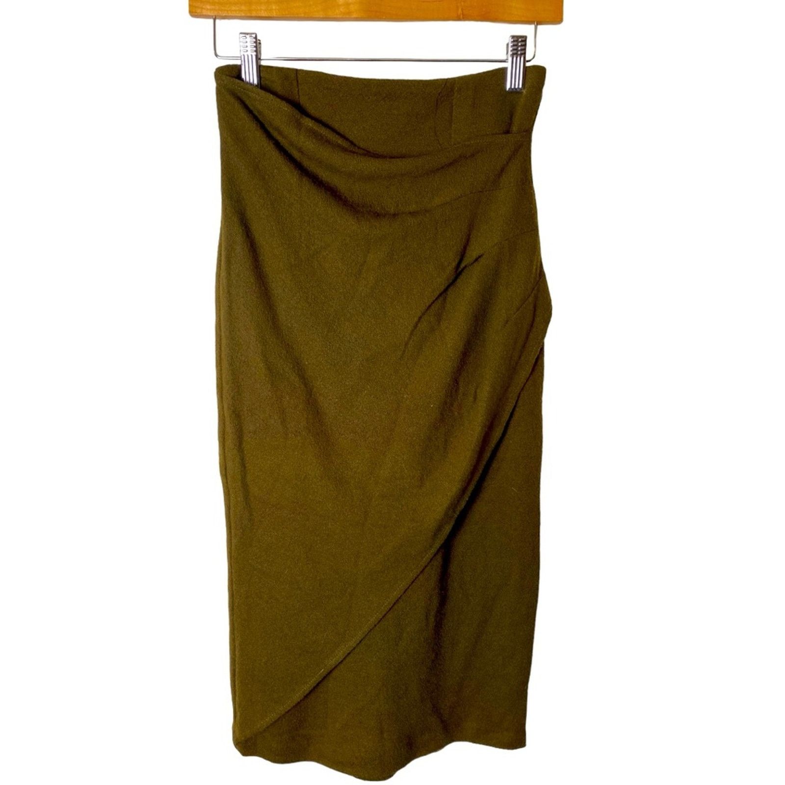 Vintage David Dart for One Force Wool MIDI Faux Wrap Brown Skirt 4 Size 27" / US 4 / IT 40 - 1 Thumbnail