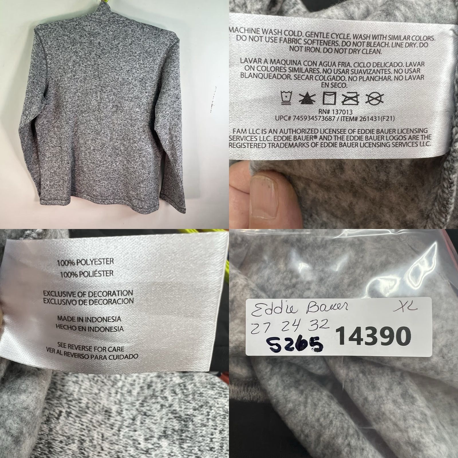 Eddie Bauer Eddie Bauer 1/4 Zip Fleece Sweater Mens XL Heather Gray NWT Size US XL / EU 56 / 4 - 8 Thumbnail